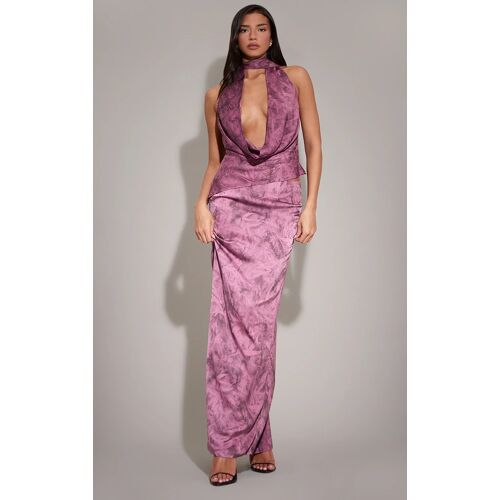 Femme Jupe Longue Droite Satinée Imprimé Violet | Taille 44