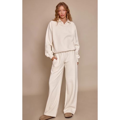 Femme Jogging Droit En Coton Polaire Crème | Taille Xs