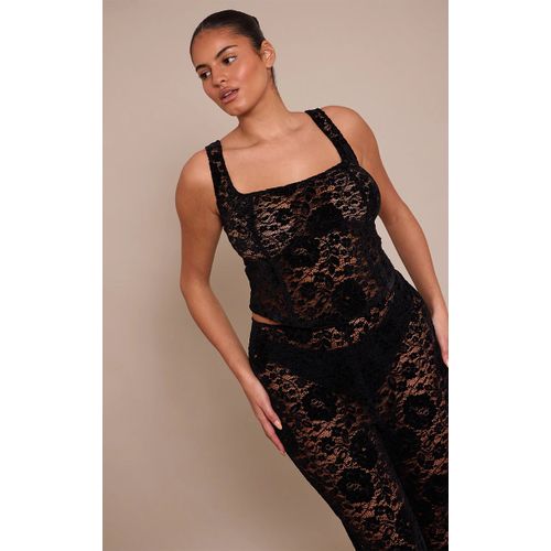 Femme Plus Top Corset En Suédine Chocolat À Coutures Contrastantes Noir | Taille 48