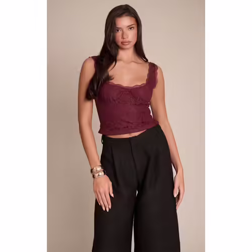 Femme Corset Court En Dentelle Prune | Taille 38