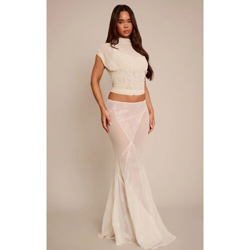 Femme Jupe Longue En Mousseline De Soie Crème Transparente À Godet | Taille 34