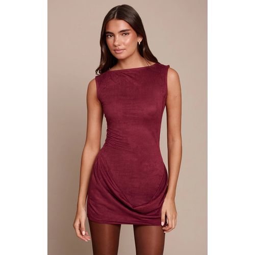 Femme Robe Moulante En Suédine Rouge Vin Et Partie Drapée | Taille 34