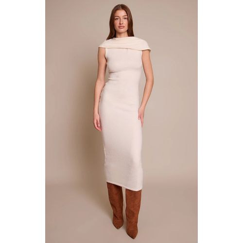 Femme Robe Longue Crème Froncée Sans Manches | Taille 40