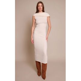 Femme Robe Longue Crème Froncée Sans Manches | Taille 40