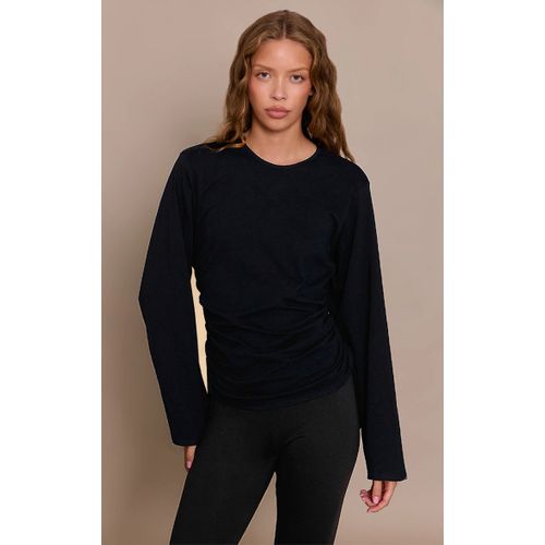 Femme Top Ample En Coton Noir Froncé Sur Les Côtés | Taille 34