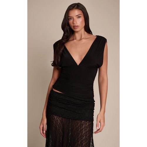 Femme Top Moulant Noir Sans Manches À Décolleté | Taille 34