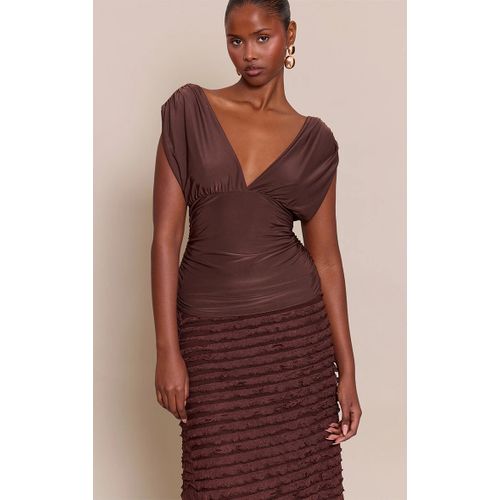 Femme Top Moulant Chocolat Foncé Sans Manches À Décolleté | Taille 42