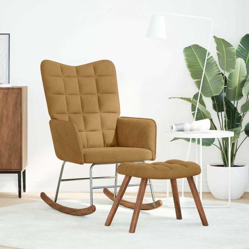 vidaXL Chaise à bascule avec repose-pied marron velours