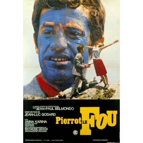 Pierrot Le Fou Affiche Cinéma Roulée Petit Format 53x40cm Jean-Luc Godard, Jean-Paul Belmondo, Anna Karina, Samuel Fuller