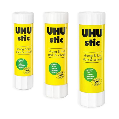 Uhu Lot De 3 Bâtons De Colle Sans Solvants 8,2g/21g/40g