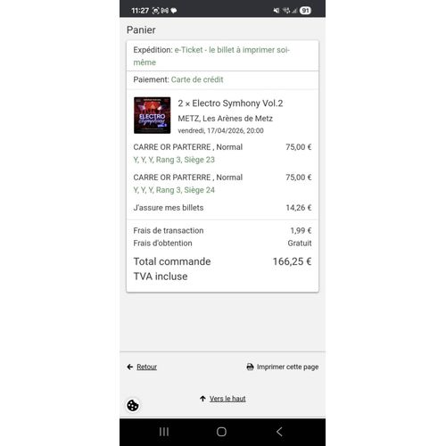 Vente Billet Concert