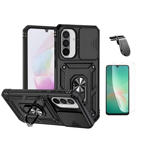 Kit De Film Hydrogel Avant À Coque Complète + Coque De Fenêtre Coulissante De Défenseur Militaire Magnétique + Support Magnétique L De Voiture Pour Conduite Sûre PHONECARE Pour Samsung Galaxy A17 4G - Noir