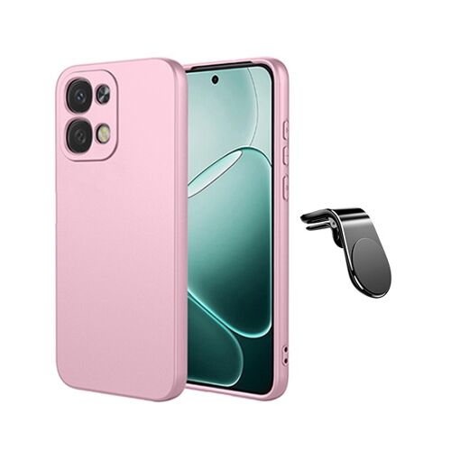 Kit De Support Magnétique Pour Voiture L Safe Driving + Coque En Silicone Liquide PHONECARE Pour Oppo A6 Pro - Rose