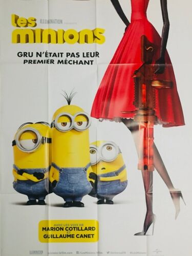 Les Minions - Affiche Originale De Cinéma - Format 120x160 Cm - Un Film De Pierre Coffin, Kyle Balda Avec Les Voix De Marion Cotillard, Guillaume Canet, Sandra Bullock, Steve Carell, The - Année 2015