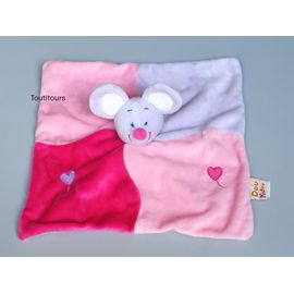 Doudou souris Doukidou plat rose mauve