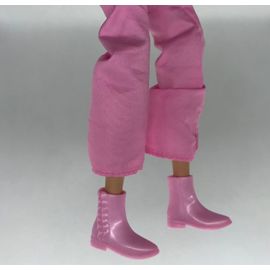 Bottines bottes basses plates pieds plats Chelsea rose pastel dragée pâle clair Barbie Mattel