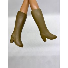 Bottes lisses à enfiler hautes à talons en caoutchouc épais mat Vintage Barbie Mattel