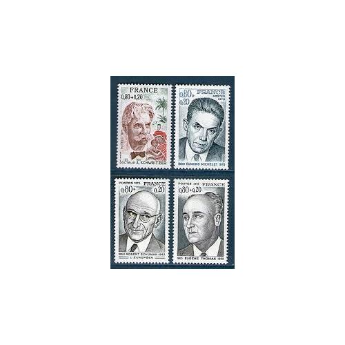 Célébrités : Dr Schweitzer, Edmond Michelet, Robert Schuman, Eugène Thomas Série Complète Année 1974 N° 1824 1825 1826 1827 Yvert Et Tellier Luxe