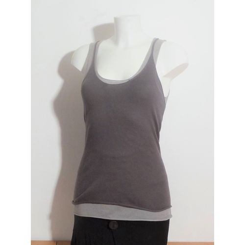 Double Top/ Tee Shirt Gris Et Marron Sans Manches- Taille 1- Loft Design