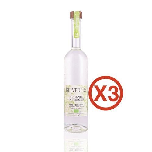 Lot De 3 Vodka Belvedere Organic Infusions Poire Et Gingembre - 40% - 70 Cl