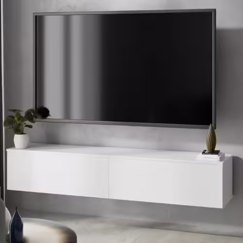 Meuble TV / Meuble de salon - NICOLE - 160 cm - blanc - style moderne
