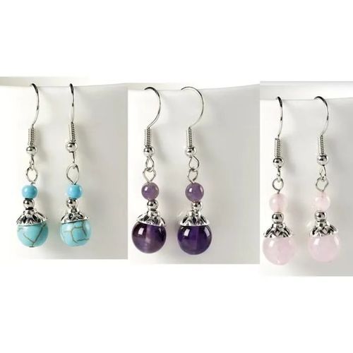 Temps L - Lot De 3 Paires De Boucles D'oreilles En Pierres 3 Couleurs