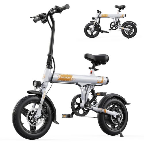 Vélo Électrique Pliable Varun C14-1, 14 Pouces, Pour Adultes Et Adolescents, Blanc