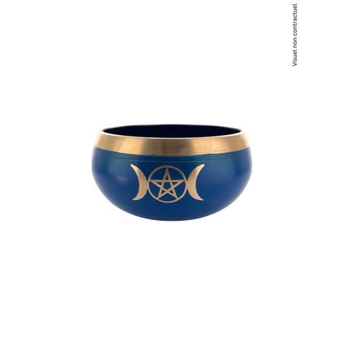 Bol Chantant Tibétain Bleu Triple Lune Env 11 Cm
