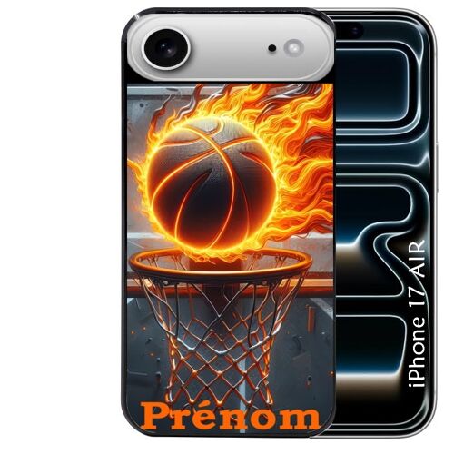 Coque noire pour IPHONE AIR motif basket flamme personnalisee