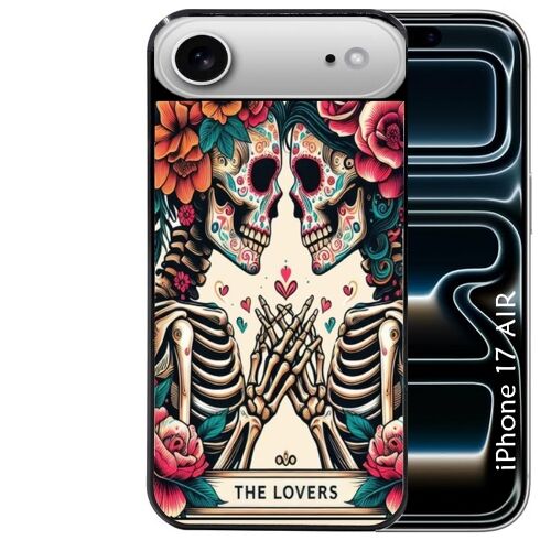 Coque noire pour IPHONE AIR tete de mort lovers