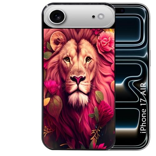 Coque noire pour IPHONE AIR lion fleur rose