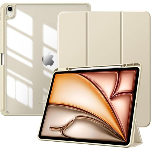 Coque pour Nouvel iPad Air 13 Pouces (M3/M2-2025/2024) avec Porte-Stylet, Étui Fine Mise en Sommeil/Réveil Auto, Housse Arrière Transparente avec Support pour iPad Air 13, Lumière stellaire