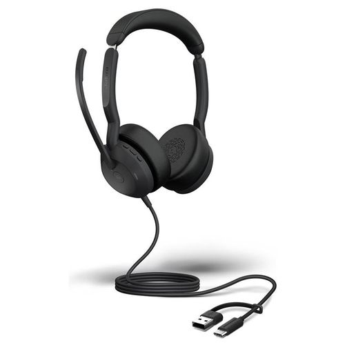 Jabra Evolve2 50 MS Stereo - Micro-casque - sur-oreille - sans fil, filaire - Suppresseur de bruit actif - USB-C, USB-A - Certifié pour Microsoft Teams