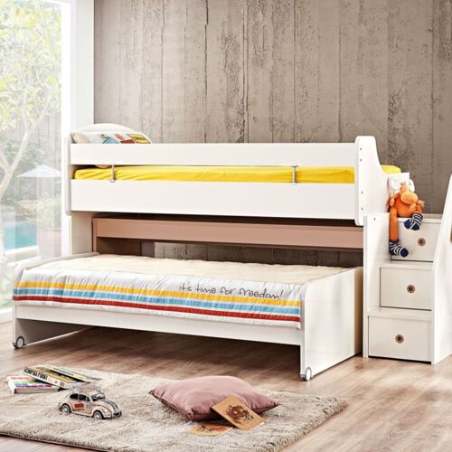 Lit midi avec bureau et tiroir blanc 90X200/90X190cm