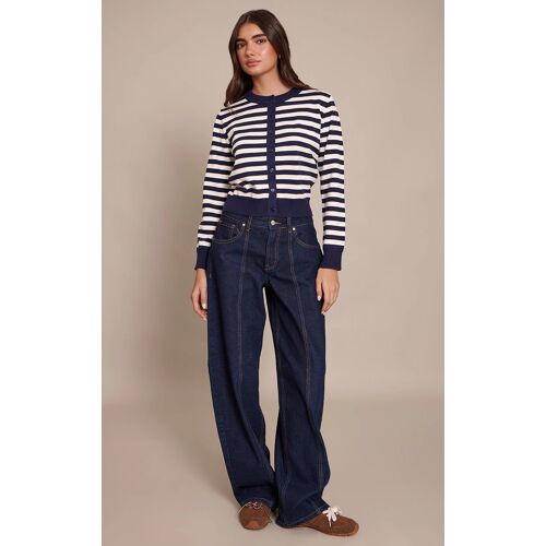 Femme Jean Style Bouffant Indigo À Taille Basse Et Coutures Devant | Taille 36