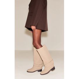 Bottes Hautes Froncées Gris Pierre Talon Carré