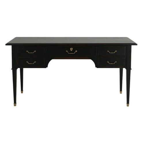 Bureau 5 tiroirs en bois noir