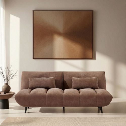 Canapé convertible 3 places en tissu chenille - Marron