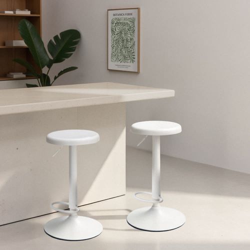 Tabouret de bar réglable en métal H60-81cm - Blanc