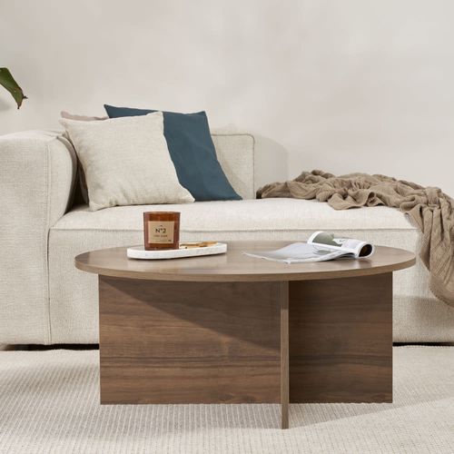 Table basse ronde en bois ø90cm - Bois foncé