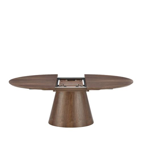 Table à manger extensible 6 à 8 personnes ovale en bois - Bois foncé