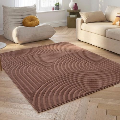 Tapis Texturé À Motifs En Arches - 80x150cm Mocca Polypropylène