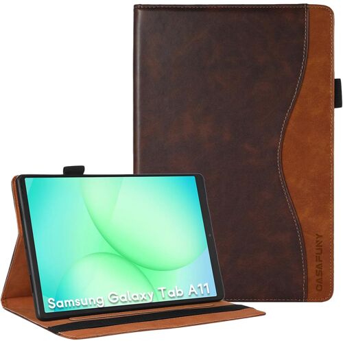 KALANKA-Coque pour Samsung Galaxy Tab A11 8,7"" 2025/Galaxy Tab A9 8,7"" 2023 Étui Housse de Protection en Cuir PU avec Poche de Document pour Samsung Galaxy Tab A11 / A9, Marron