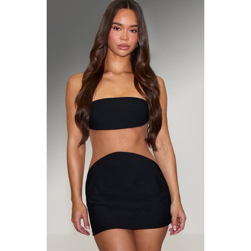 Femme Mini Robe Bustier Tissée Noire À Partie Transparente | Taille 38