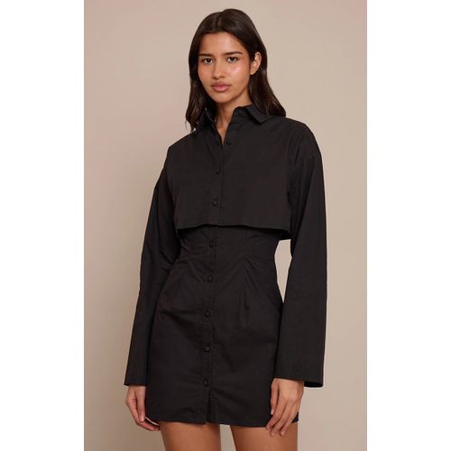 Femme Tall Robe Droite Noire À Manches Longues Et Partie Superposée | Taille 38