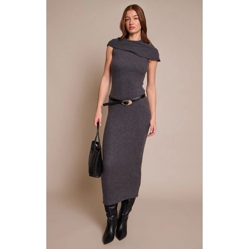 Femme Robe Longue Gris Anthracite Froncée Sans Manches | Taille 38