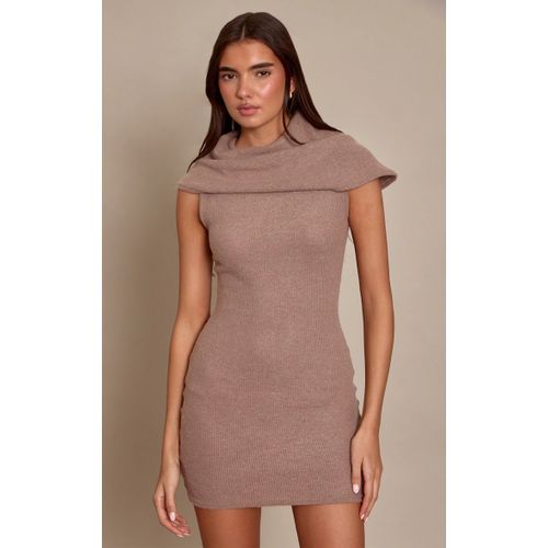 Femme Robe Moulante Taupe À Détail Foulard Drapé | Taille 32