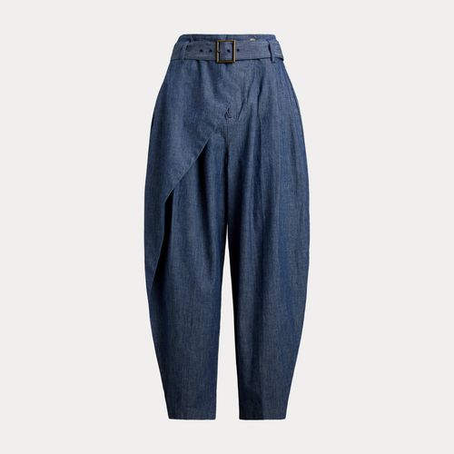Pantalon Portefeuille Fuselé En Chambray