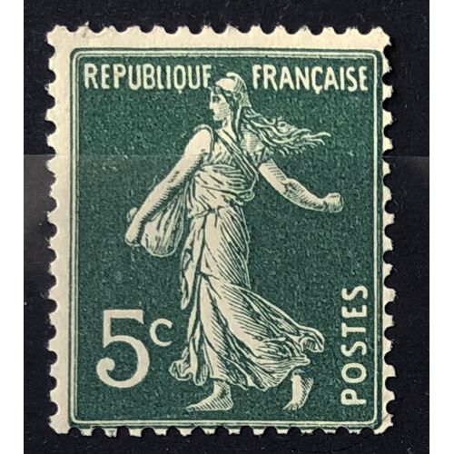 Semeuse 1907 - 5c Vert Foncé - Type I (Bas Lettre Q Formé Par Un Point) (Très Joli N° 137) Neuf* - France Année 1907 - Brn83 - N34013