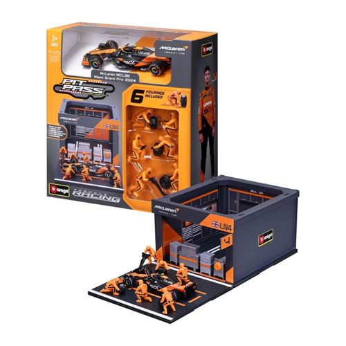 Véhicules miniatures Die Cast 1/43 FORMULE 1 Pit stop (figurines mécaniciens + stand + accessoires) - McLaren #Norris